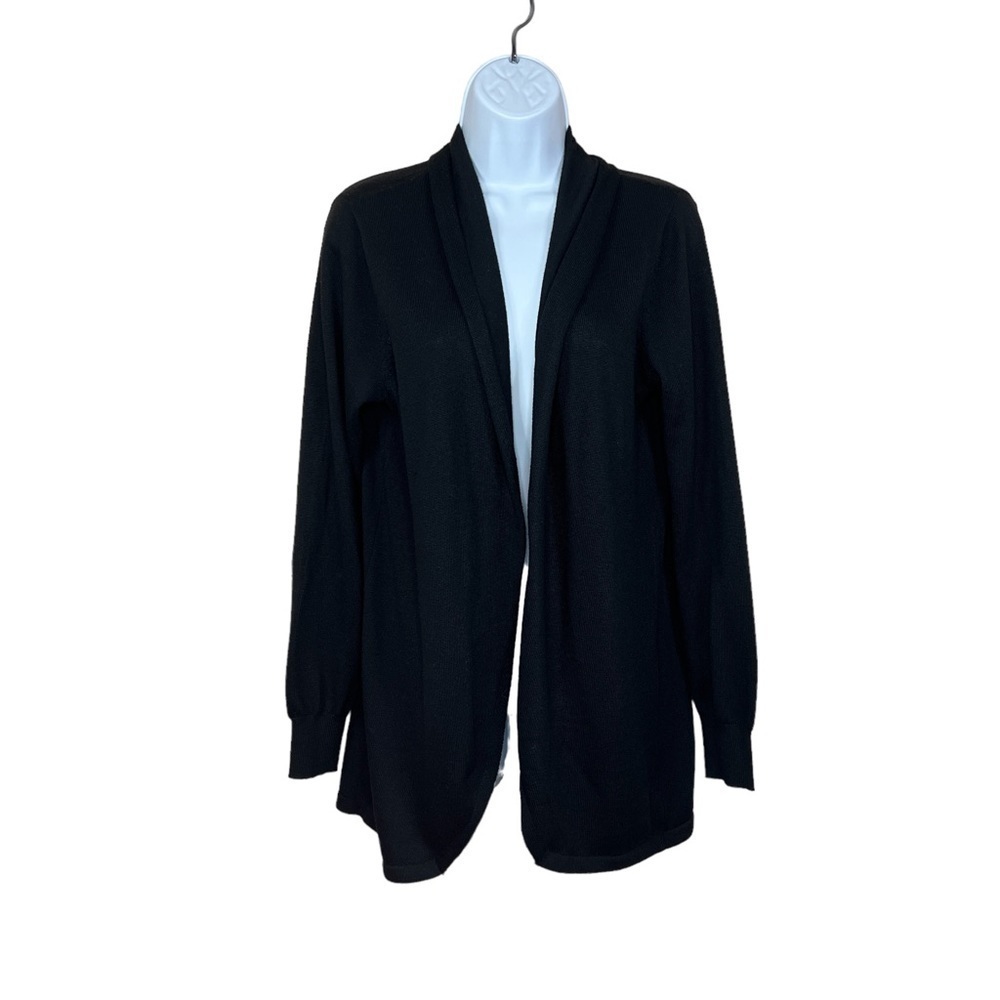 Small Ella Moss Black Shrug Cardigan Sweater Long Sleeve Open Front Knit